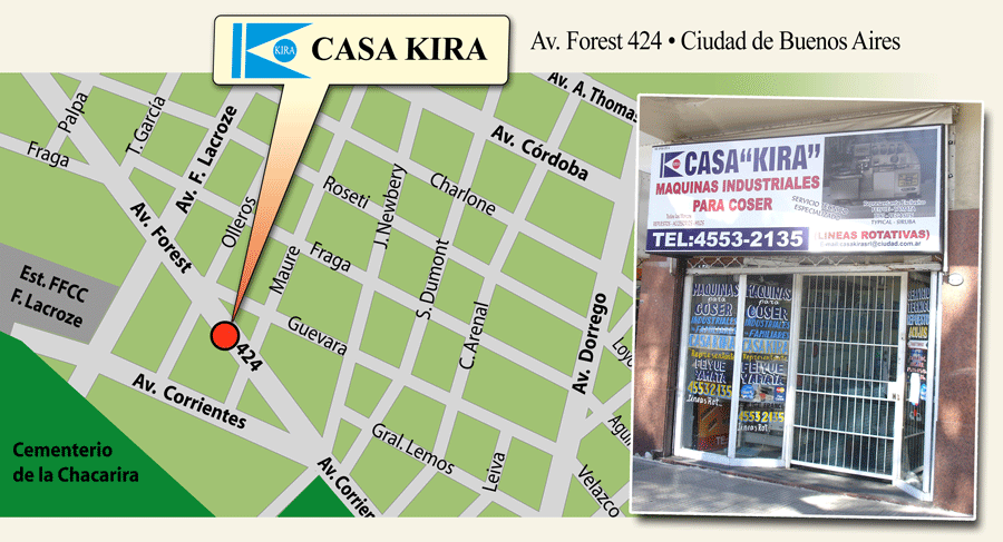 Ubicaci&oacute;n del local de Casa Kira - Maquinas industriales para coser y bordar